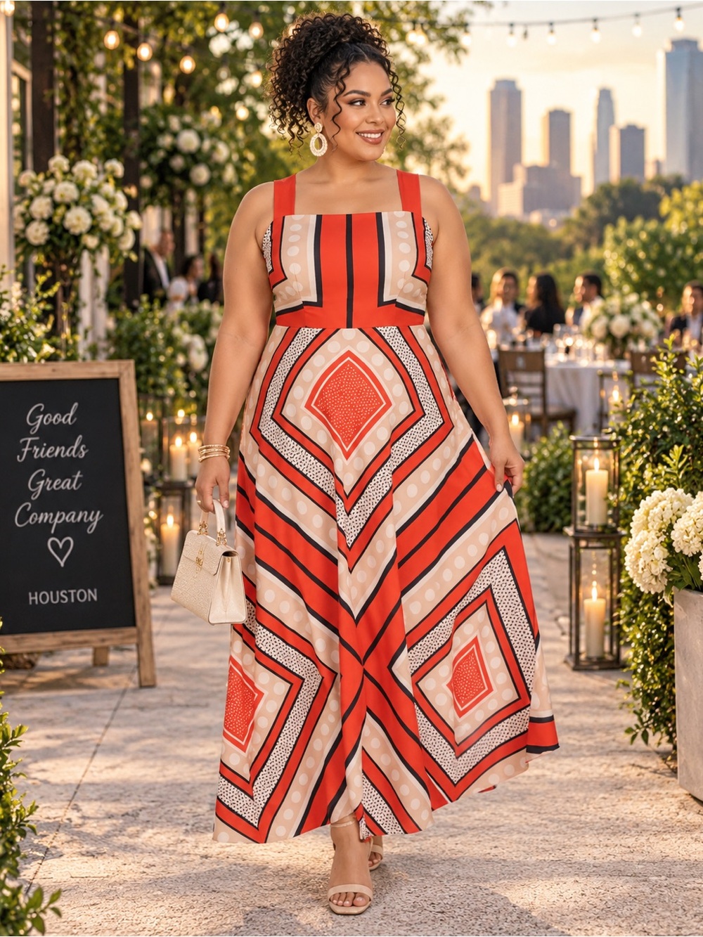 NWT Eliza J Geometric Print Maxi Dress Size 20W | Reception Guest | Resort